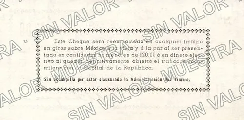 1 peso, Banco de Coahuila (M1028), reverso (M1028b $1Banco de Coahuila counterfeit)