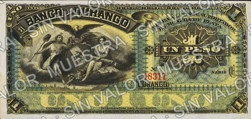 1 peso, Banco de Durango (M331), M331r $1 unsigned remainder, anverso