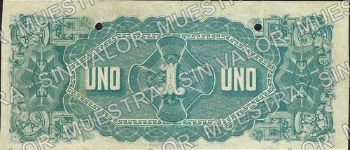 1 peso, Banco de Hidalgo del Parral (M104), reverso (M104s $1 Banco de Hidalgo del Parral specimen)