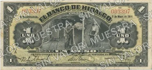 1 peso, Banco de Hidalgo (M368), anverso