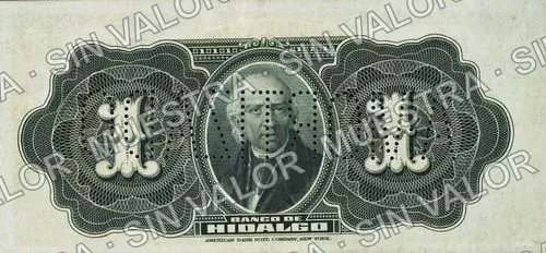 1 peso, Banco de Hidalgo (M368), reverso (M368r $1 needlepunched 'AMORTIZADO')
