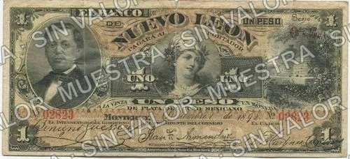 1 peso, Banco de Nuevo León (M433), anverso (M433a $1 Banco de Nuevo León)