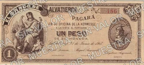 1 peso, Banco de Salvatierra (M725), anverso