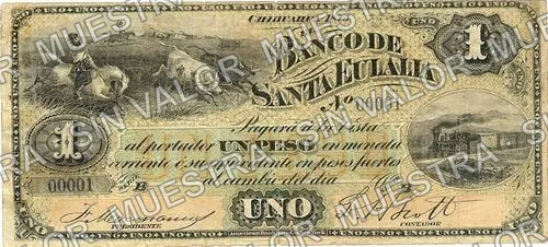 1 peso, Banco de Santa Eulalia (M163), M163b $1 Banco de Santa Eulalia, anverso