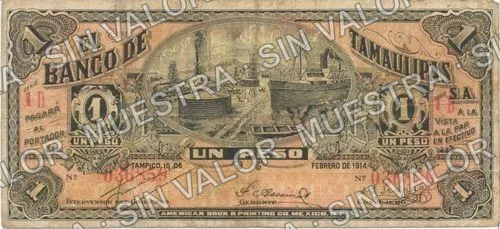 1 peso, Banco de Tamaulipas (M519), anverso