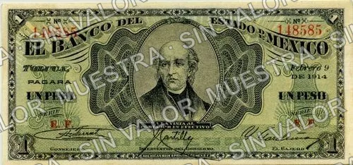 1 peso, Banco del Estado de México (M404), anverso