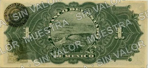 1 peso, Banco del Estado de México (M404), reverso