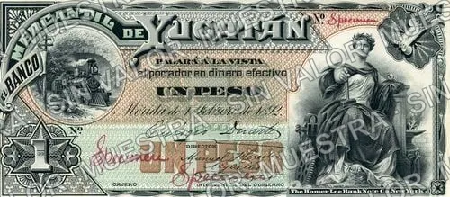 1 peso, Banco Mercantil de Yucatán (M539), M539s $1 Banco Mercantil de Yucatán specimen, anverso