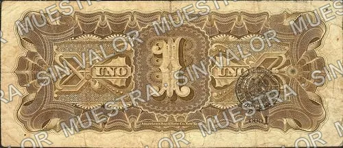 1 peso, Banco Minero Chihuahuense brown underprint, VALE POR PESOS A LA PAR (M148), M148a $1 Banco Minero Chihuahuense brown underprint, VALE POR PESOS A LA PAR, reverso
