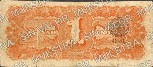 1 peso, Banco Minero Chihuahuense pink underprint (M149), M149a $1 Banco Minero Chihuahuense pink underprint, reverso
