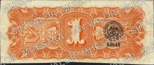1 peso, Banco Minero Chihuahuense pink underprint (M149), M149a $1 Banco Minero Chihuahuense pink underprint, reverso