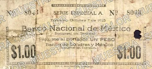 1 peso, Banco Nacional de México (M1047), anverso