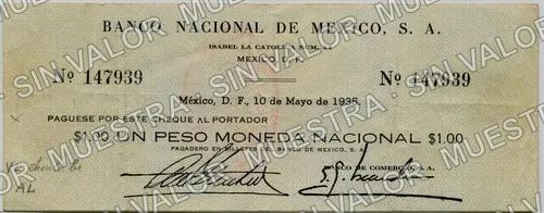 1 peso, Banco Nacional de México (M4291), anverso
