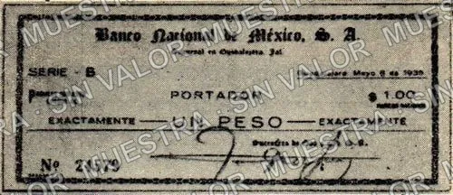 1 peso, Banco Nacional de México (M4319), anverso