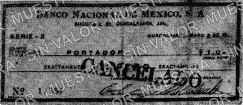 1 peso, Banco Nacional de México (M4326), M4326 $1 Banco Nacional de México, anverso