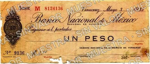 1 peso, Banco Nacional de México (M4484), M4484 $1 Banco Nacional de México, anverso