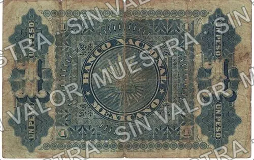 1 peso, Banco Nacional Mexicano (M307), reverso