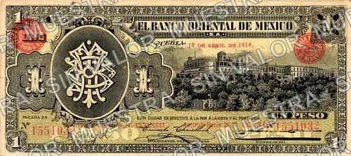 1 peso, Banco Oriental de México (M468), anverso
