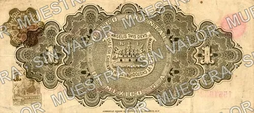 1 peso, Banco Oriental de México (M468), reverso