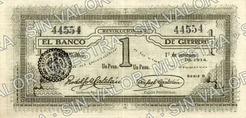 1 peso, Banco Revolucionario de Guerrero (M1849), M1849a $1 Banco Revolucionario de Guerrero, anverso
