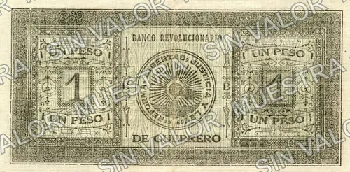 1 peso, Banco Revolucionario de Guerrero (M1849), M1849a $1 Banco Revolucionario de Guerrero, reverso