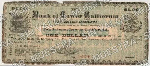 1 peso, Bank of Lower California (M593), anverso
