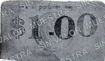 1 peso, Battalón Irregular Numero Treinta (M1899), M1899 $1 Battalón Irregular Numero Treinta, anverso