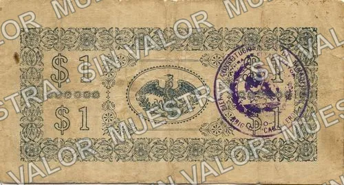 1 peso, Brigada Caballero (M3895), reverso