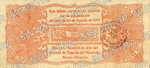 1 peso, Brigada de Sinaloa (M3722), reverso