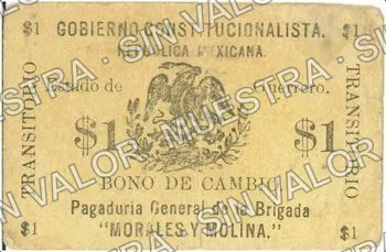 1 peso, Brigada Morales y Molina (M1887), anverso