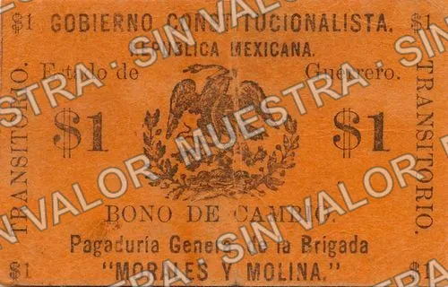 1 peso, Brigada Morales y Molina (M1887), anverso (M1887 $1 Brigada Morales y Molina)