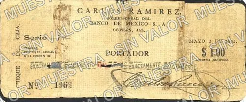1 peso, Carlos Ramírez (M4349), M4349 $1 Carlos Ramírez, anverso