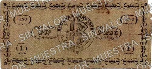 1 peso, Casa de Becerra Hermanos, Serie D (M665), M665 $1 Casa de Becerra Hermanos, Serie D, reverso