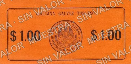 1 peso, Columna Gálvez Toscano (M2900), reverso