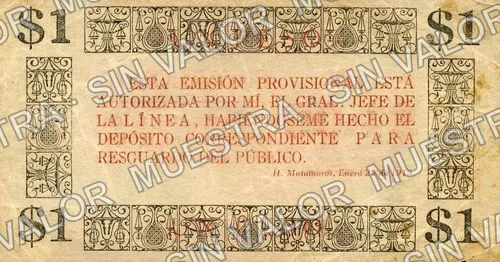 1 peso, Comercio de Matamoros (M3909), reverso