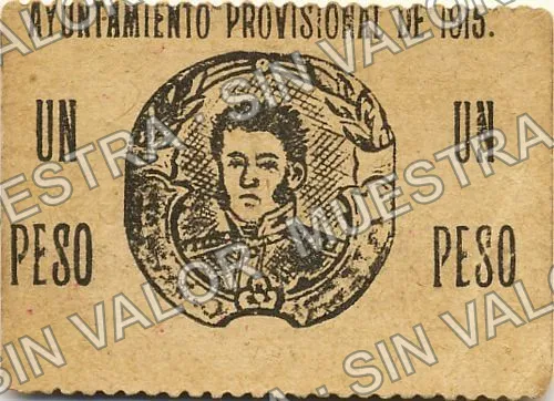 1 peso, Comisión de Hacienda, Bravos (M1924), reverso (M1924b $1 Comisión de Hacienda, Bravos)