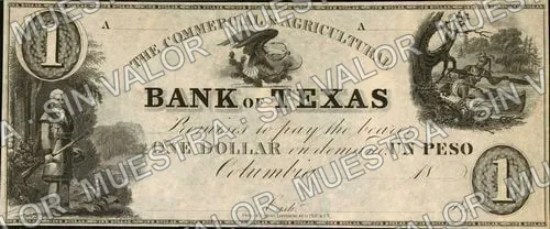 1 peso, Commercial & Agricultural Bank of Texas remainder (M179), M179 $1 Commercial & Agricultural Bank of Texas remainder, anverso