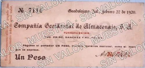 1 peso, Compañía Occidental de Almacenaje (M4316), anverso