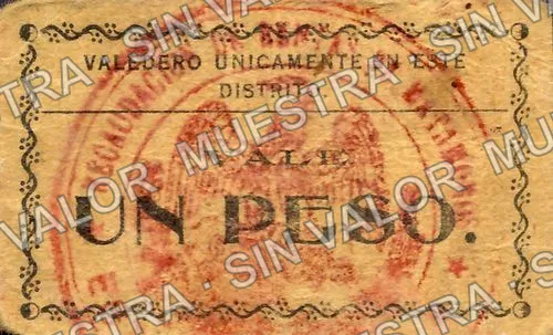 1 peso, Distrito de Matamoros (M3554), M3554 $1 Distrito de Matamoros, reverso