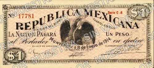 1 peso, División del Bravo (M3322), M3322 $1 División del Bravo, anverso