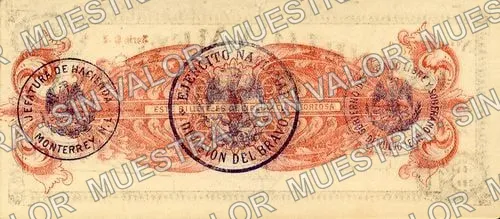 1 peso, División del Bravo (M3322), M3322 $1 División del Bravo, reverso