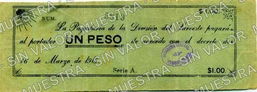 1 peso, Divsión del Suroeste (M1897), anverso