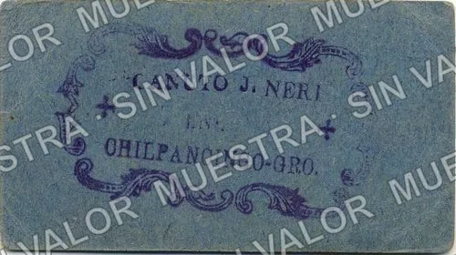 1 peso, Ejercito Constitucionalista del Sur (M1858), reverso (M1858a $1 Ejercito Constitucionalista del Sur with printed number and Neri’s stamp)