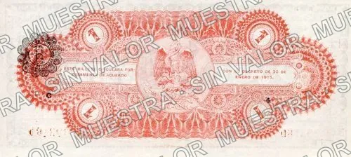 1 peso, Ejército Constitucionalista (M2273), M2273 $1 Ejército Constitucionalista, reverso