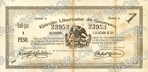 1 peso, Ejército Libertador de Guerrero (M1847), anverso