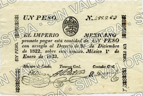 1 peso, El Imperio Mexicano (M10), anverso