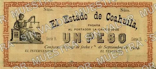 1 peso, Estado de Coahuila (M1071), anverso