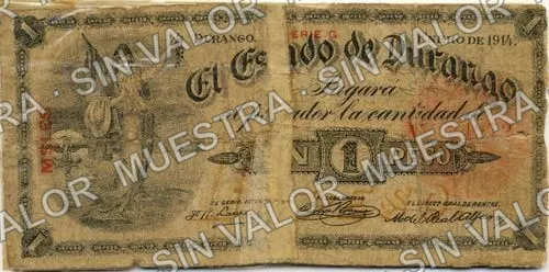 1 peso, Estado de Durango (M1489), anverso (M1489b $1 Estado de Durango)