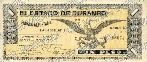 1 peso, Estado de Durango (M1505), anverso (M1505 $1 Estado de Durango)