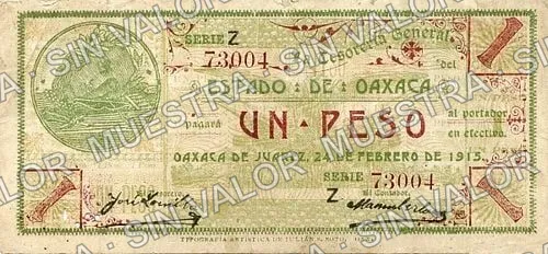 1 peso, Estado de Oaxaca (M3372), anverso